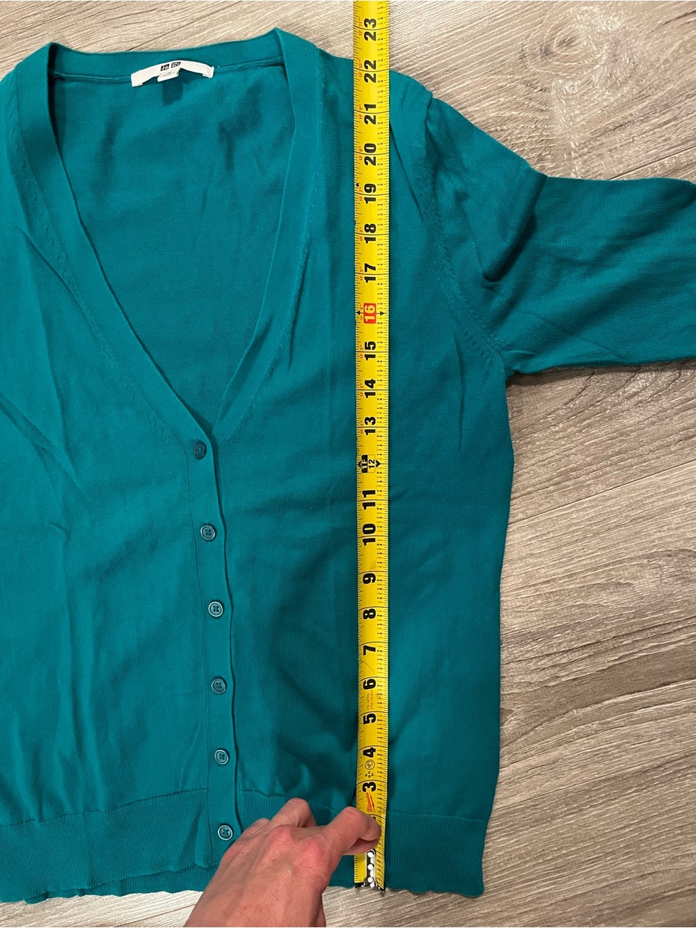Uniqlo 100% cotton knit Teal V-Neck Button Cardigan Sweater. Womens small-medium - Picture 4 of 11